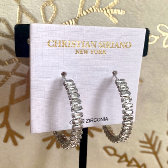 Christian Siriano Cubic Zirconia 1-1/4" Hoop Earrings - Picture 14 of 14